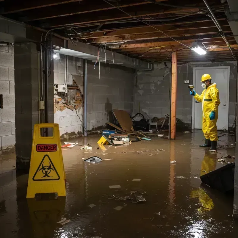 Flooded Basement Electrical Hazard in Worden, IL Property